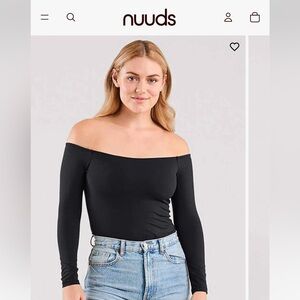nuuds Black Off-Shoulder Bodysuit